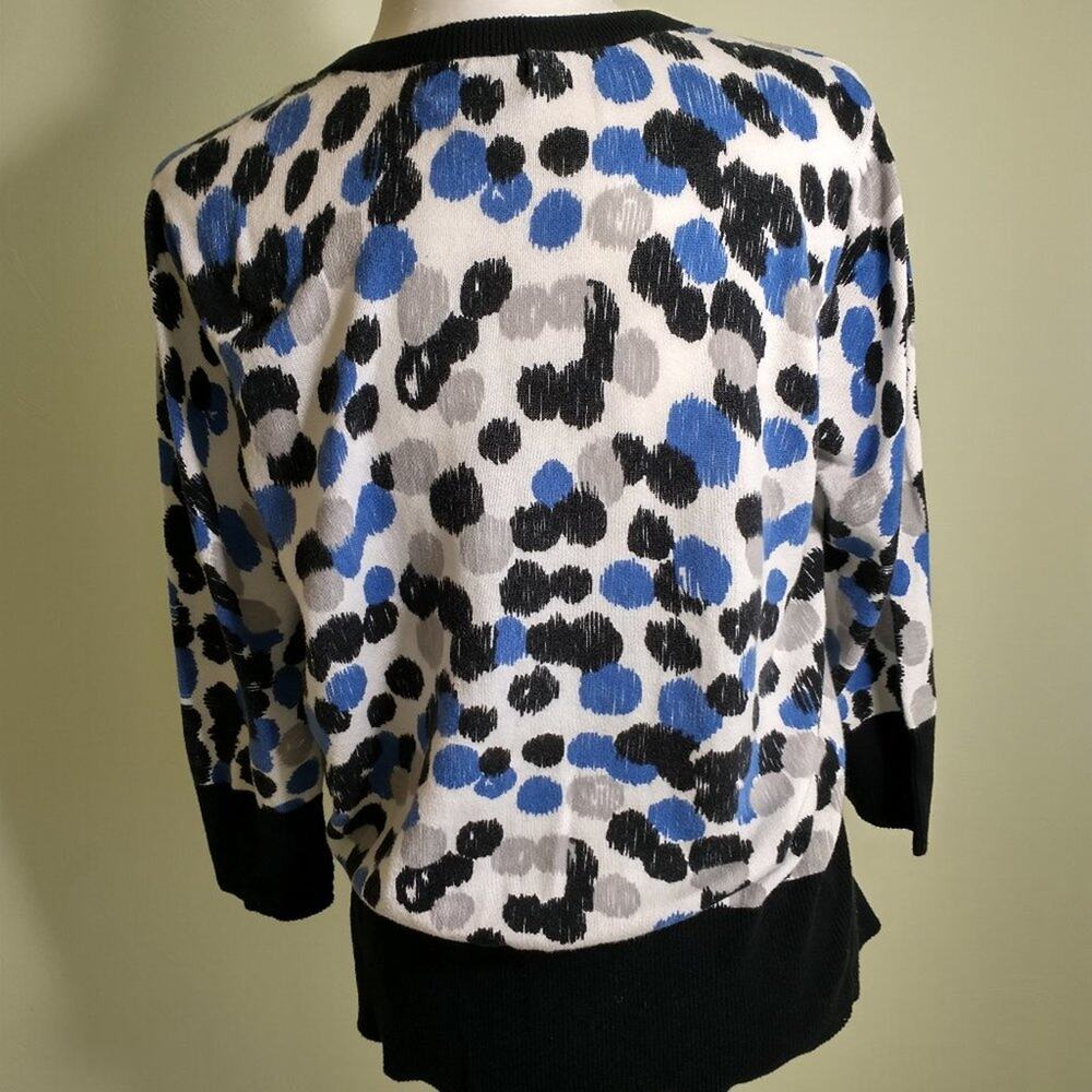 AB Studio Women's XL Cardigan Sweater Multicolor Polka Dot 3/4 Sleeve Cotton - Picture 15 of 16